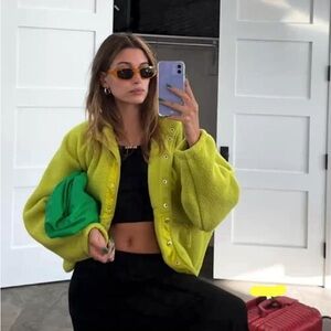 Free People Fleece Jacket - Lime